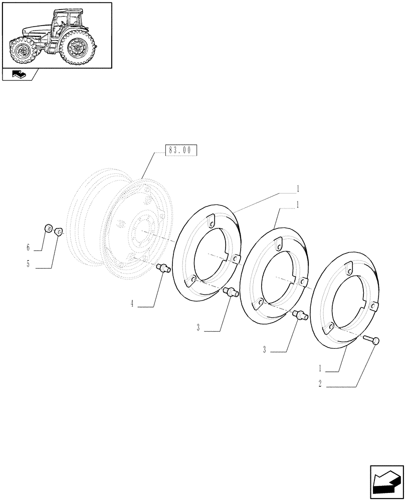 Схема запчастей Case IH FARMALL 95U - (1.48.2) - REAR BALLAST (VAR.330470-330471-331471) (05) - REAR AXLE