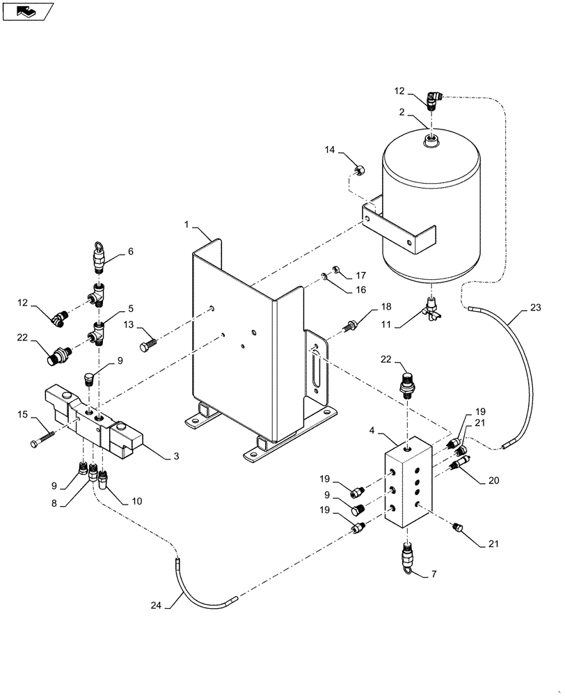 Схема запчастей Case IH 1250 - (75.200.29[01]) - PNEUMATIC DOWN PRESSURE - AIR TANK AND VALVE, MODEL YEAR 2011 (75) - SOIL PREPARATION