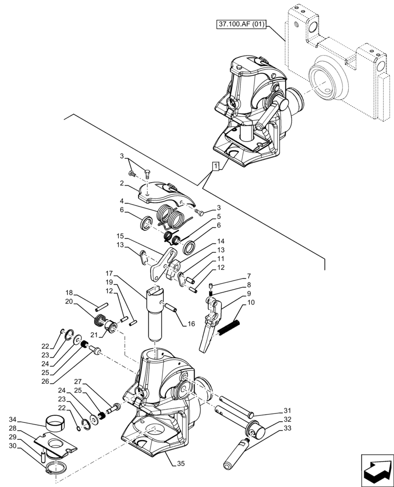 Схема запчастей Case IH FARMLIFT 735 - (37.100.AF[02]) - VAR - 749481, 749741 - TRAILER HITCH (37) - HITCHES, DRAWBARS & IMPLEMENT COUPLINGS