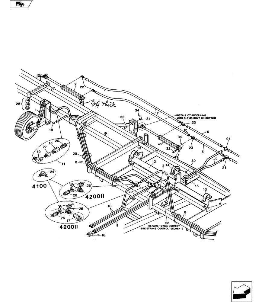 Схема запчастей Case IH 4200 II - (35.100.01) - RESTRICTOR HYDRAULICS (35) - HYDRAULIC SYSTEMS