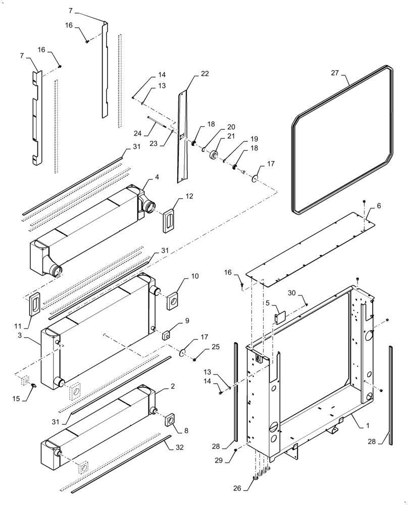 Схема запчастей Case IH AF4077 - (10.400.BF[02]) - RADIATOR, OIL COOLER, COOLER BOX, AIR COOLER (10) - ENGINE