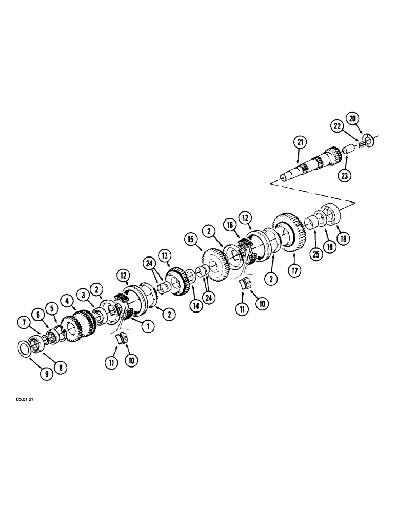 Схема запчастей Case IH 2130 - (6-030) - TRANSMISSION GEARS AND SHAFT (06) - POWER TRAIN