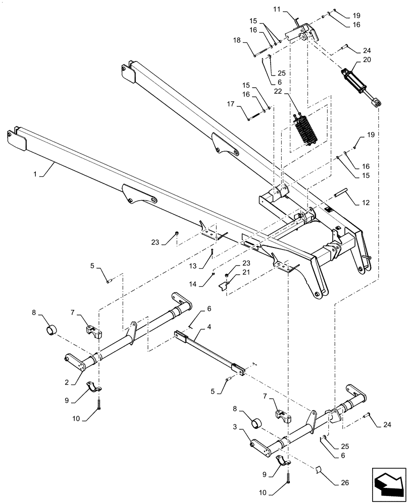 Схема запчастей Case IH ECOLO-TIGER 875 - (39.100.AB[09]) - CARRIER FRAME 9 SHANK 18 FOOT (39) - FRAMES AND BALLASTING