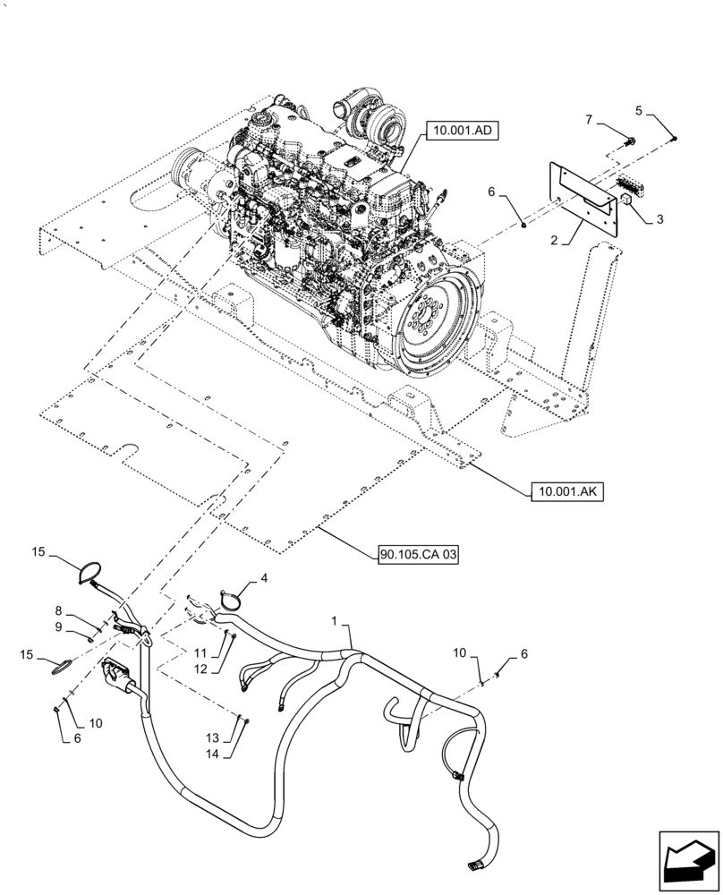 Схема запчастей Case IH AF4088 - (55.015.AB) - HARNESS, ENGINE CONTROL (55) - ELECTRICAL SYSTEMS