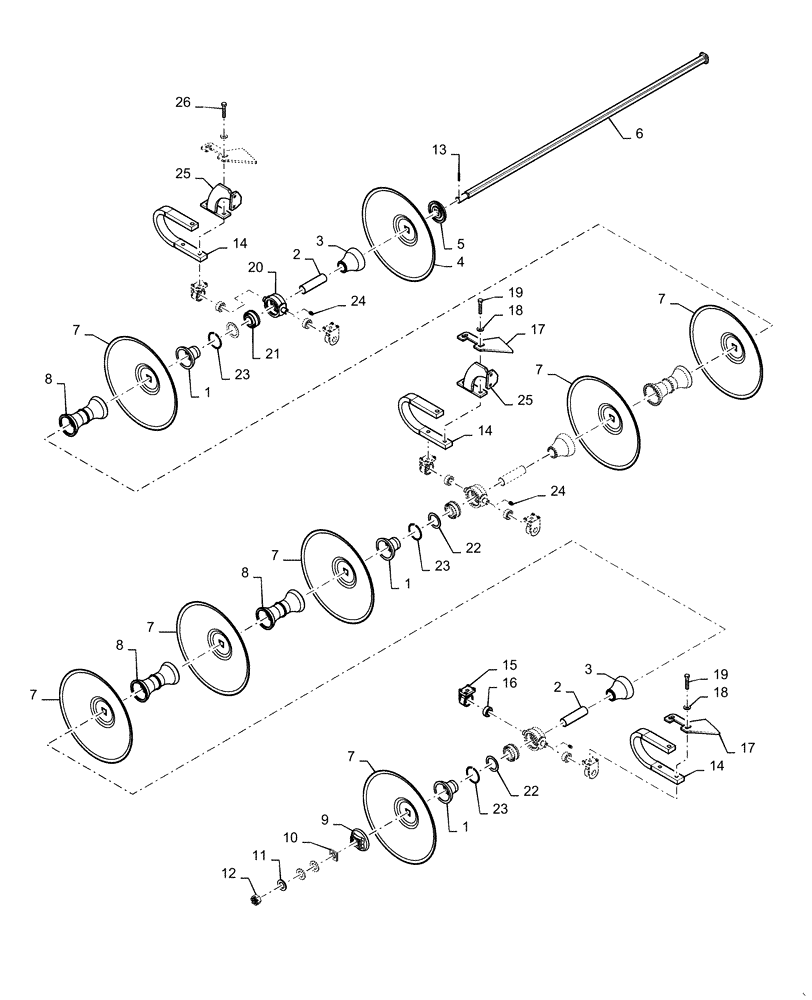 Схема запчастей Case IH ECOLO-TIGER 875 - (75.200.AE[14]) - DISK TRUNNION RIGHT REAR 8 BLADE (75) - SOIL PREPARATION