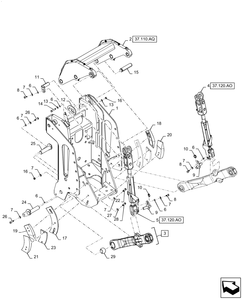 Схема запчастей Case IH STEIGER 420 - (37.110.AC[03]) - 3 POINT HITCH (37) - HITCHES, DRAWBARS & IMPLEMENT COUPLINGS