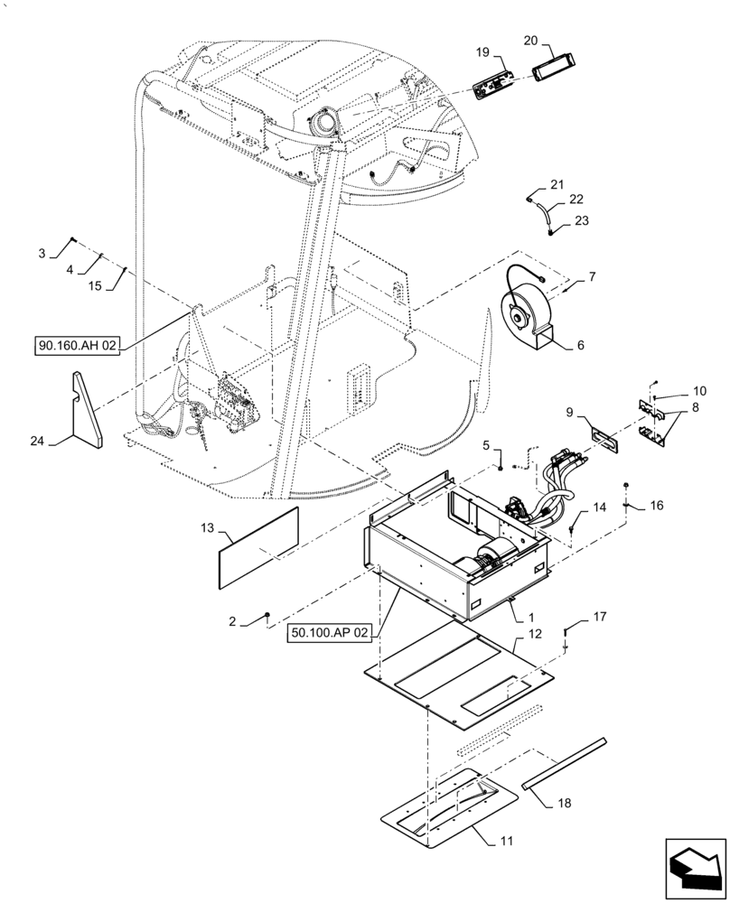 Схема запчастей Case IH AF4088 - (50.100.AP[01]) - HEATER, AIR CONDITIONING (50) - CAB CLIMATE CONTROL