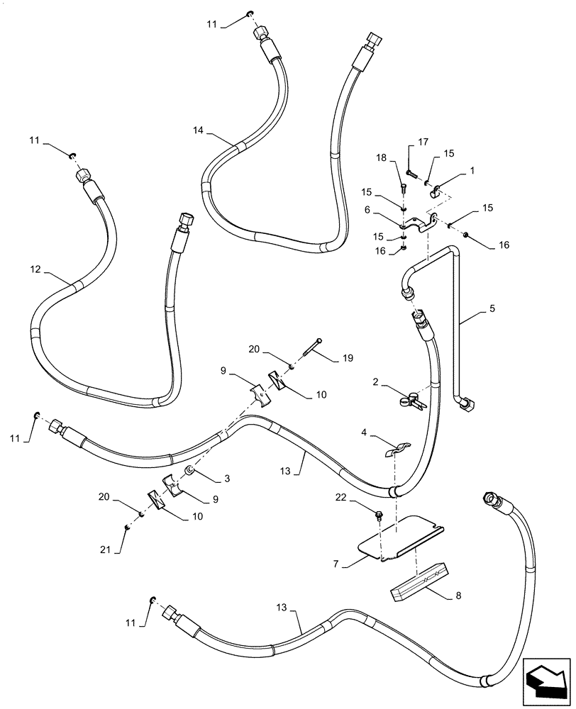 Схема запчастей Case IH QUADTRAC 500 - (35.300.040[01]) - OIL COOLER LINES (BSN ZGF303632) (35) - HYDRAULIC SYSTEMS