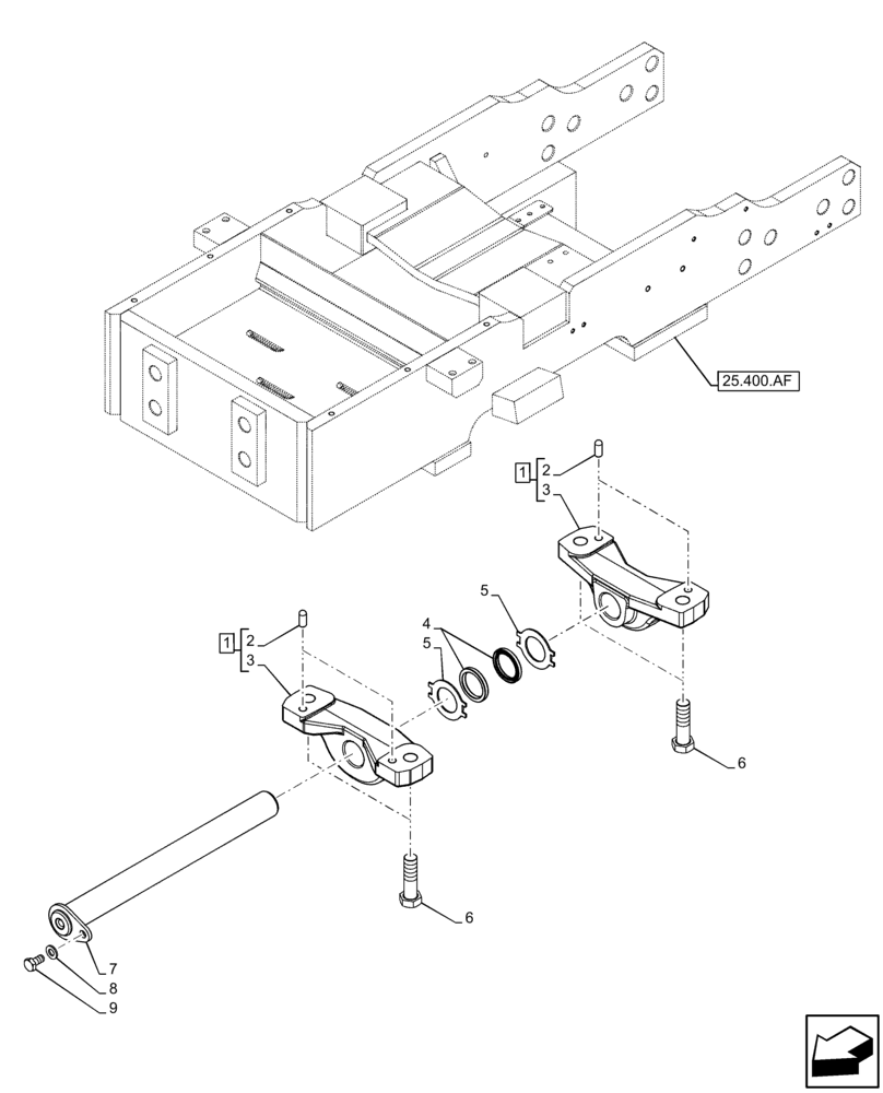 Схема запчастей Case IH FARMALL 105C - (25.400.AL) - VAR - 334216 - FRONT AXLE SUPPORT, 2WD (25) - FRONT AXLE SYSTEM