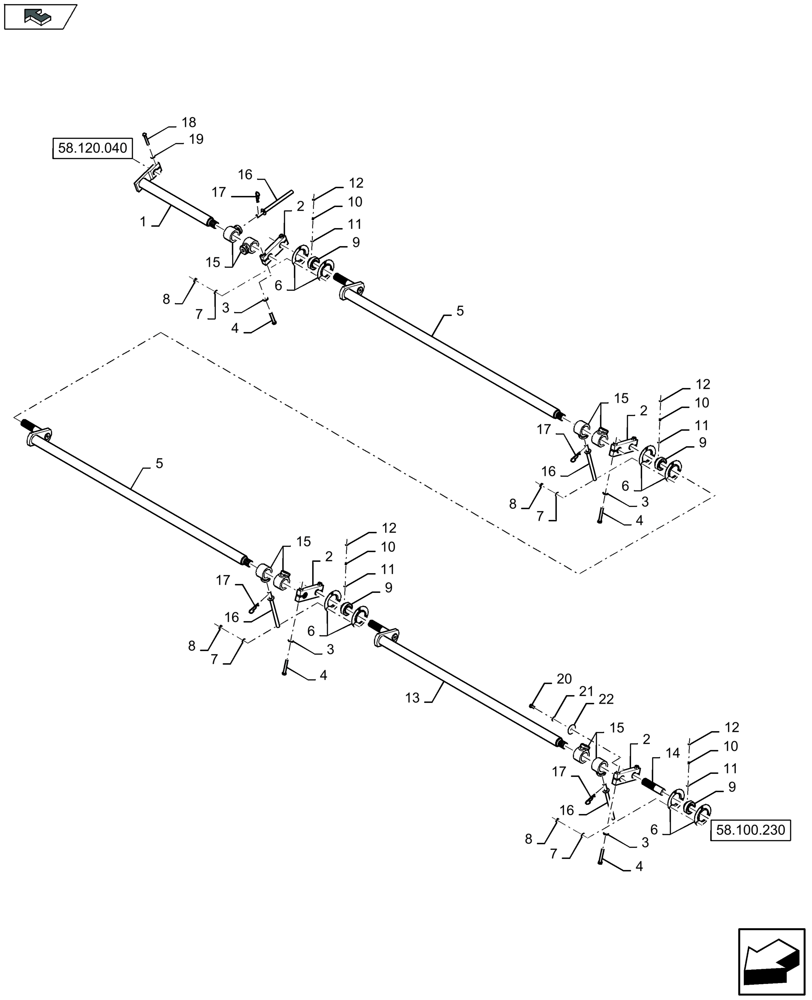 Схема запчастей Case IH 3050-41FT - (58.120.070) - FEED AUGER, CRANK AXLE AND FINGERS, LH (58) - ATTACHMENTS/HEADERS
