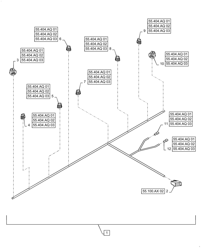 Схема запчастей Case IH QUADTRAC 620 - (55.511.AC) - HEADLIGHT HARNESS (55) - ELECTRICAL SYSTEMS