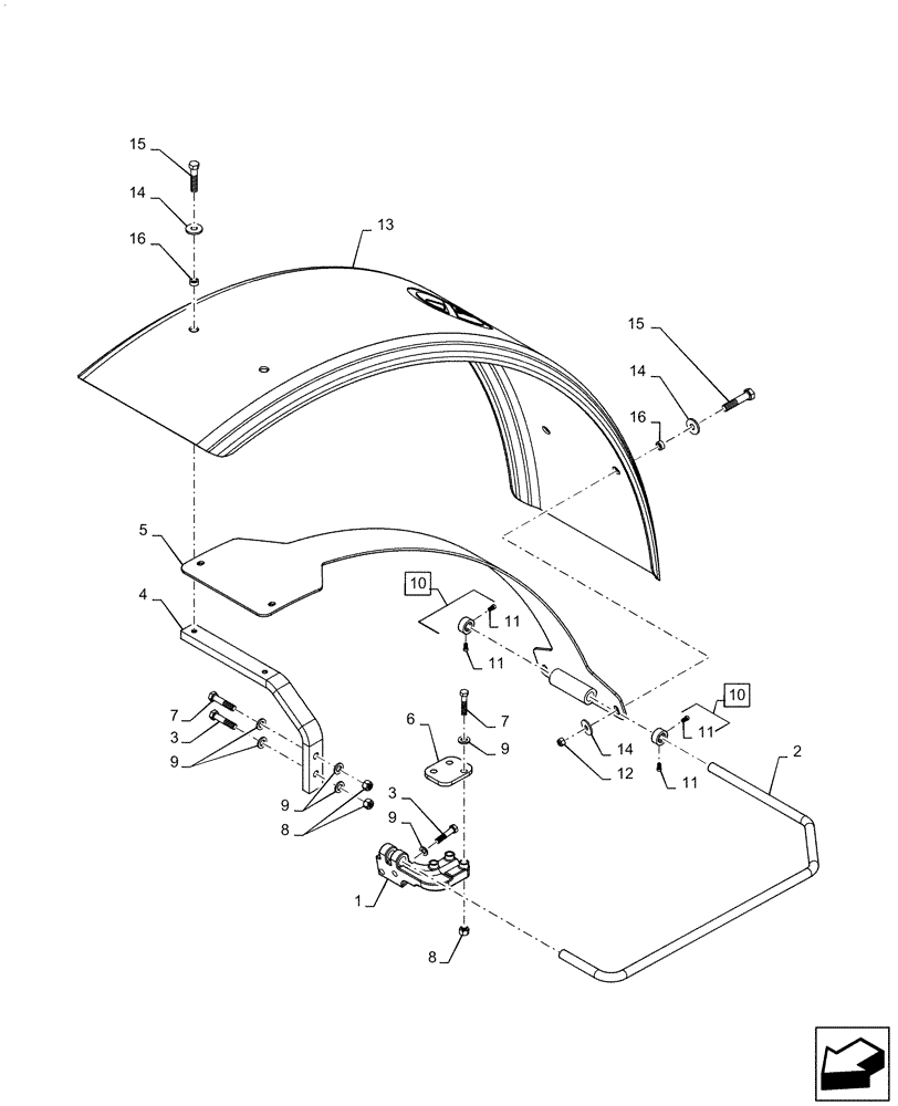 Схема запчастей Case IH PATRIOT 3240 - (90.116.AC[02]) - RH FENDER (90) - PLATFORM, CAB, BODYWORK AND DECALS