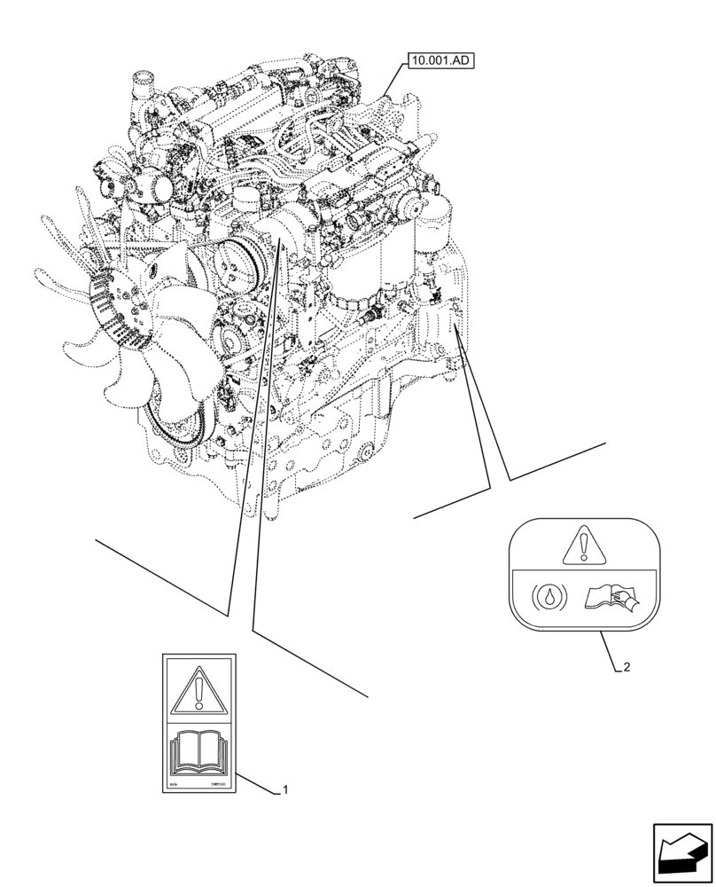 Схема запчастей Case IH FARMALL 105C - (90.108.AC[14]) - VAR - 334187, 334190, 392315 - WARNING DECAL, W/O CAB (90) - PLATFORM, CAB, BODYWORK AND DECALS