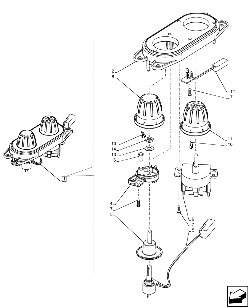 Схема запчастей Case IH FARMLIFT 935 - (55.051.AC[02]) - VAR - 749193 - AIR CONDITIONING, SWITCH, COMPONENTS (55) - ELECTRICAL SYSTEMS