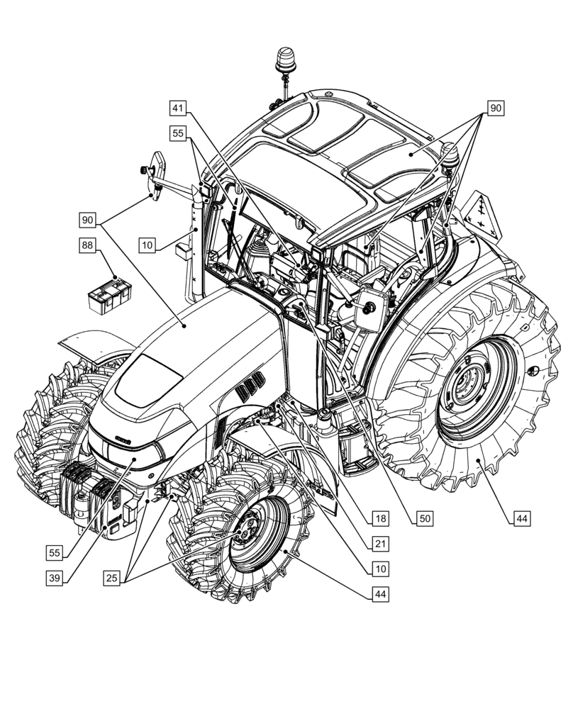 Схема запчастей Case IH FARMALL 115C - (00.000.00[01]) - PICTORIAL INDEX - MAIN SECTIONS (00) - GENERAL & PICTORIAL INDEX