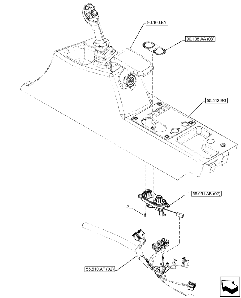 Схема запчастей Case IH FARMLIFT 632 - (55.051.AB[01]) - VAR - 702002 - HEATER, SWITCH (55) - ELECTRICAL SYSTEMS