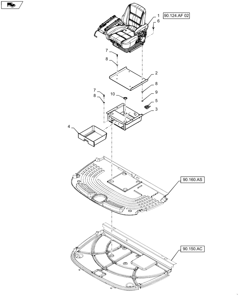 Схема запчастей Case IH WD1504 - (90.124.AF) - SEAT, LEATHER (90) - PLATFORM, CAB, BODYWORK AND DECALS