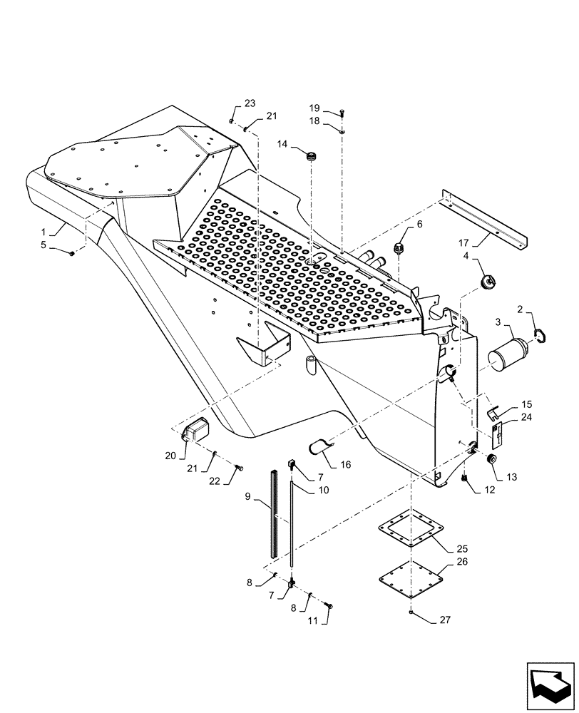 Схема запчастей Case IH QUADTRAC 580 - (90.116.AC[01]) - LH FRONT FENDER (90) - PLATFORM, CAB, BODYWORK AND DECALS