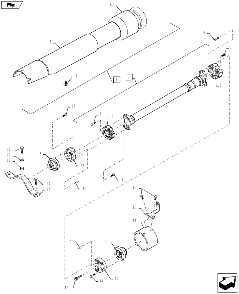 Схема запчастей Case IH MAGNUM 190 - (23.314.02) - MFD CLASS 4 AXLE, DRIVE SHAFT & SHIELD (23) - FOUR WHEEL DRIVE SYSTEM