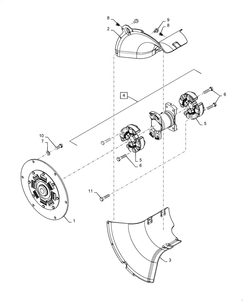 Схема запчастей Case IH MAGNUM 340 - (10.110.AD[01]) - DAMPER, SHAFT & SHIELD, POWERSHIFT - 250, 280, 310, 340, 2654, 3154 (10) - ENGINE