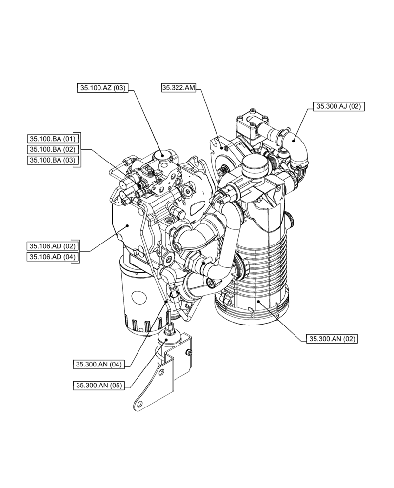 Схема запчастей Case IH PUMA 240 CVT - (35.000.00[02]) - SECTION INDEX - HYDRAULIC SYSTEMS (35) - HYDRAULIC SYSTEMS
