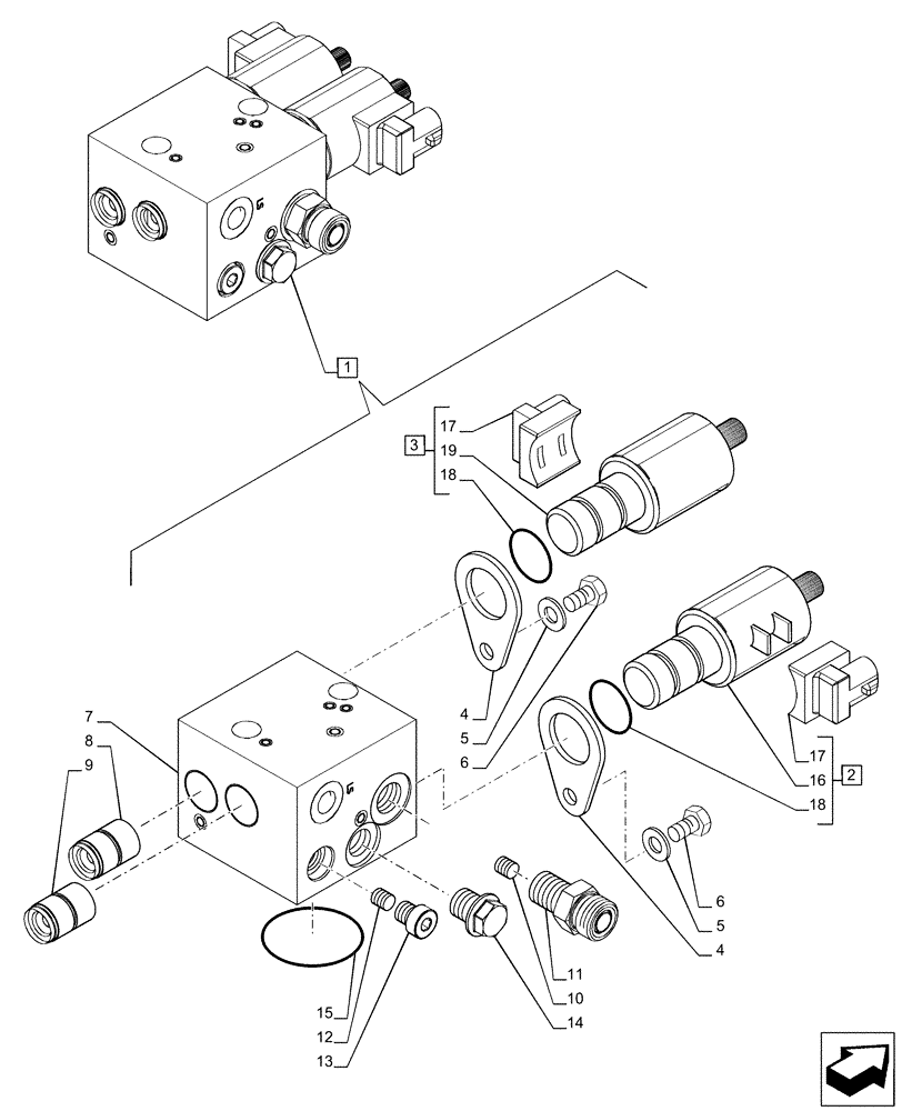 Схема запчастей Case IH PUMA 185 - (25.122.AL[02]) - VAR - 758048, 758049 - FRONT AXLE, SUSPENDED, CONTROL VALVE, COMPONENTS, POWERSHIFT (25) - FRONT AXLE SYSTEM