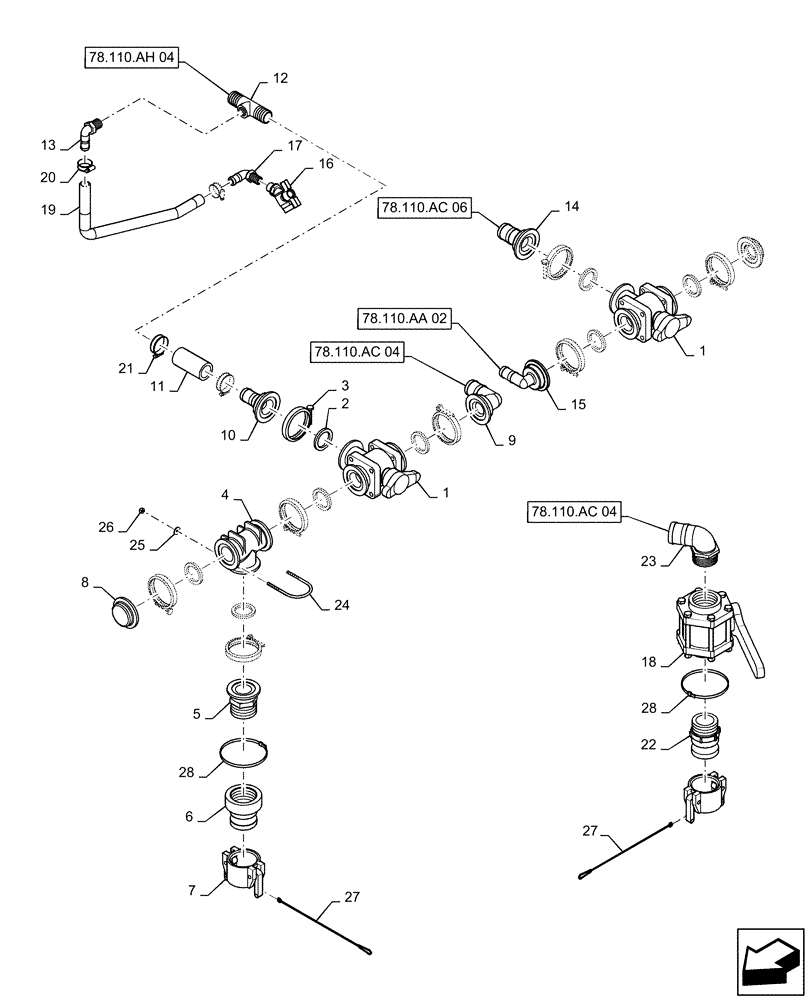 Схема запчастей Case IH PATRIOT 3240 - (78.110.AC[02.1]) - 2" FILL STATION PLUMBLING, BSN YFT041440 (78) - SPRAYING