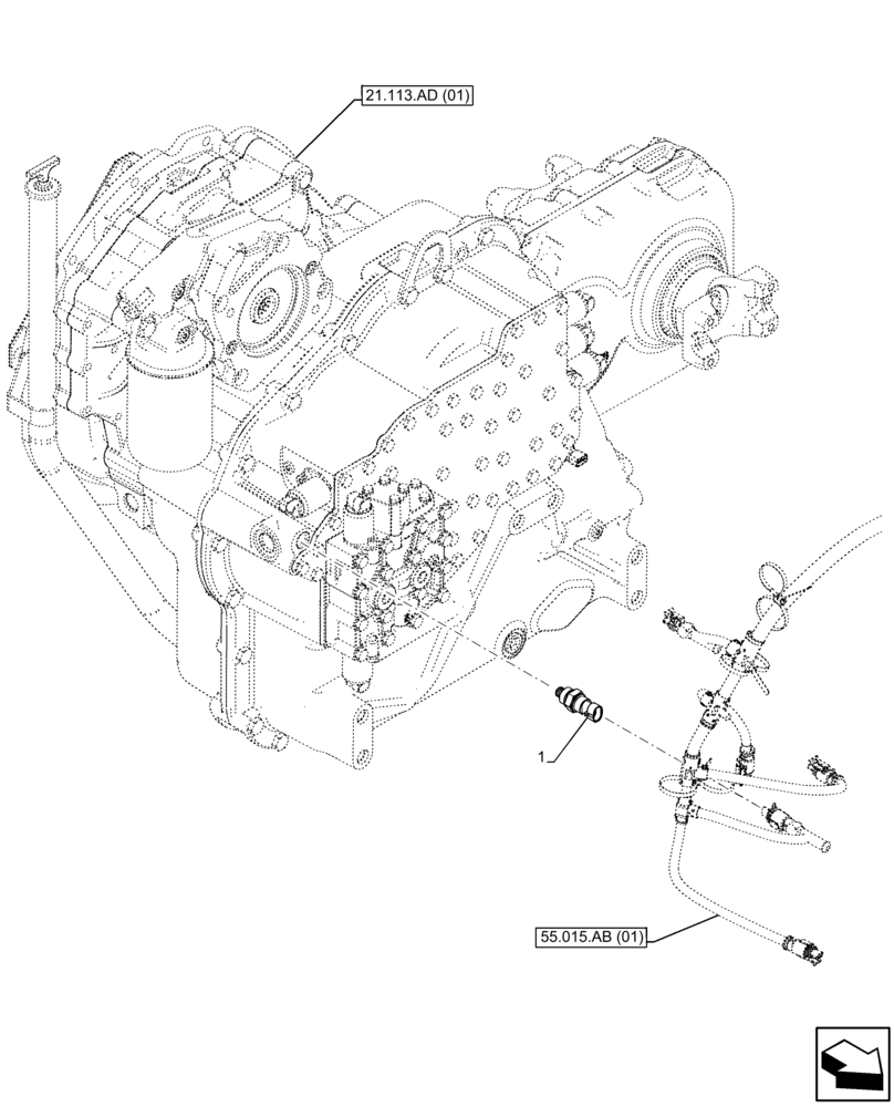 Схема запчастей Case IH FARMLIFT 635 - (55.022.AB) - TRANSMISSION, TEMPERATURE SWITCH (55) - ELECTRICAL SYSTEMS
