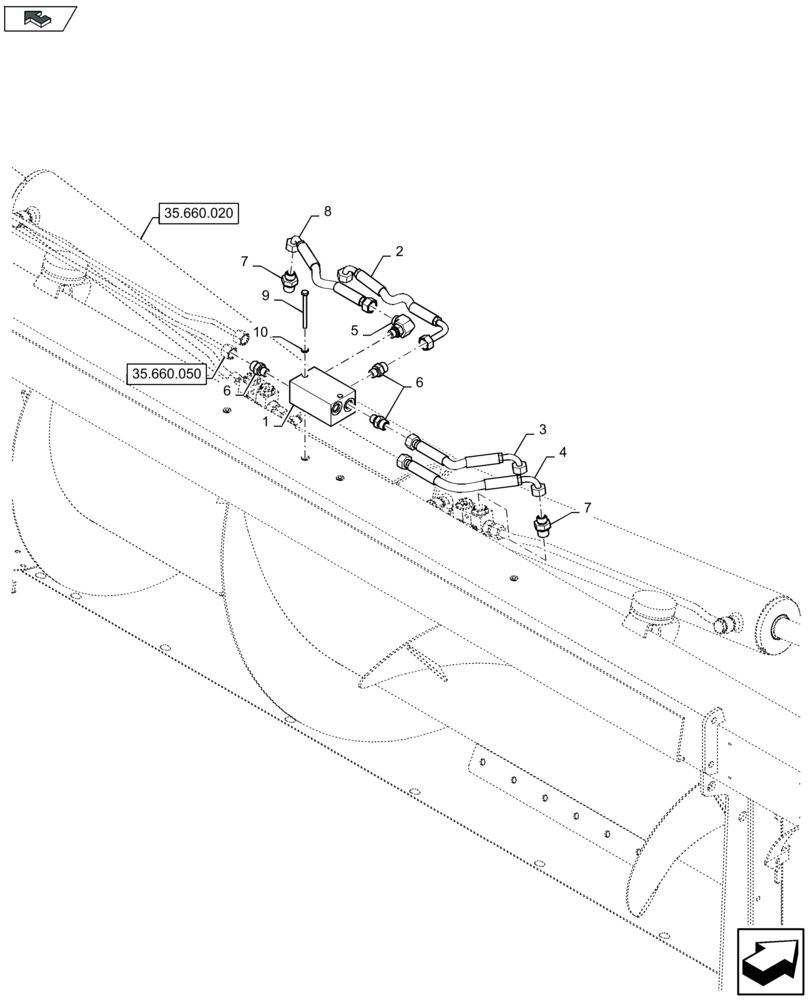 Схема запчастей Case IH 4408F-30 - (35.660.070) - HYDRAULIC FLIP UP MANIFOLD (35) - HYDRAULIC SYSTEMS