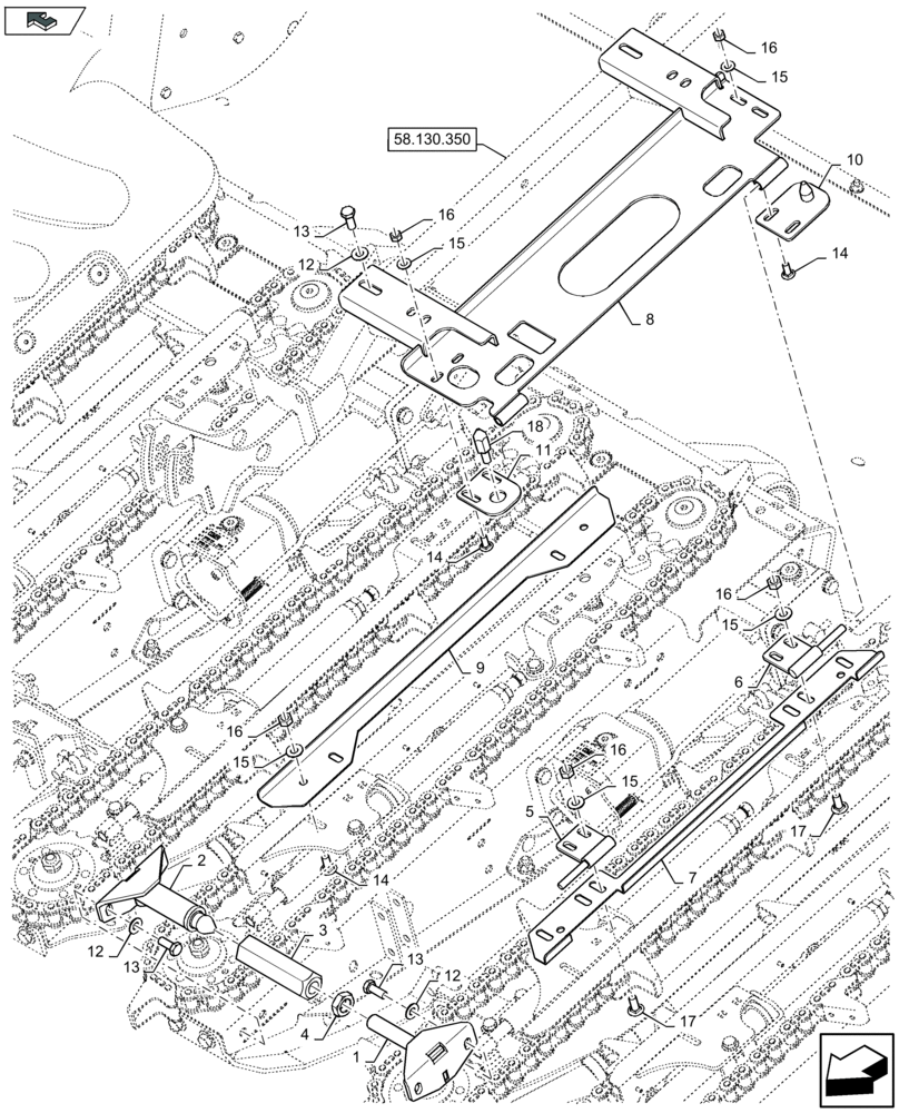 Схема запчастей Case IH 4408F-30 - (58.130.340) - DIVIDER MOUNT (58) - ATTACHMENTS/HEADERS