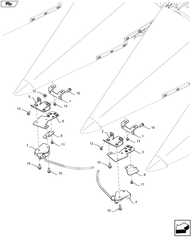 Схема запчастей Case IH 4408F-30 - (55.785.040) - ROW GUIDANCE SENSOR (55) - ELECTRICAL SYSTEMS