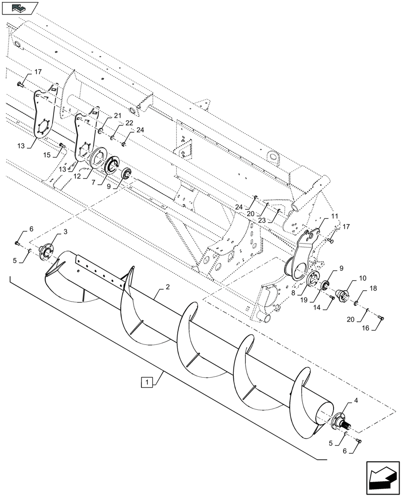Схема запчастей Case IH 4412F-30 - (58.120.050) - CENTRAL AUGER, LH & RH (58) - ATTACHMENTS/HEADERS