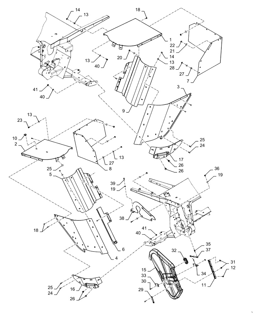 Схема запчастей Case IH DC163 - (58.130.AD[06]) - SHIELD, GROUP, CHEEK 4.9M FLAIL (58) - ATTACHMENTS/HEADERS