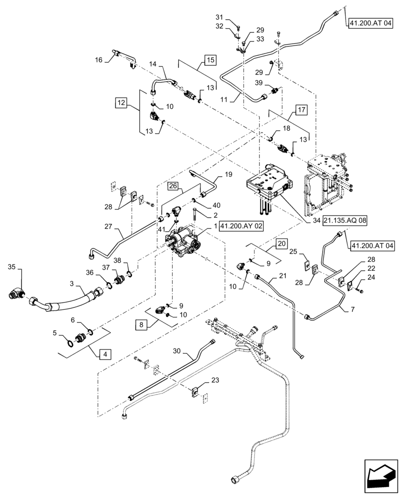 Схема запчастей Case IH MAGNUM 260 - (35.000.AA[07]) - POWERSHIFT - REGULATING SYSTEM - 315, 340 (35) - HYDRAULIC SYSTEMS