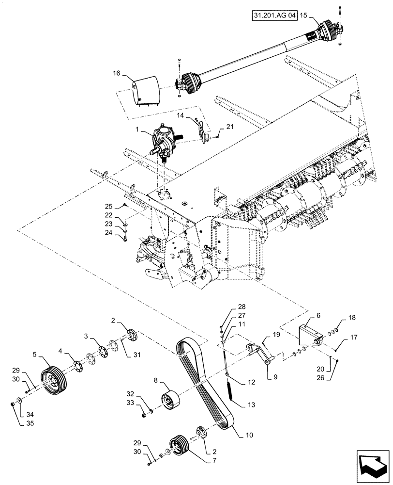 Схема запчастей Case IH DC163 - (60.620.AE[01]) - HEADER, DRIVE ASSY, FLAIL (60) - PRODUCT FEEDING