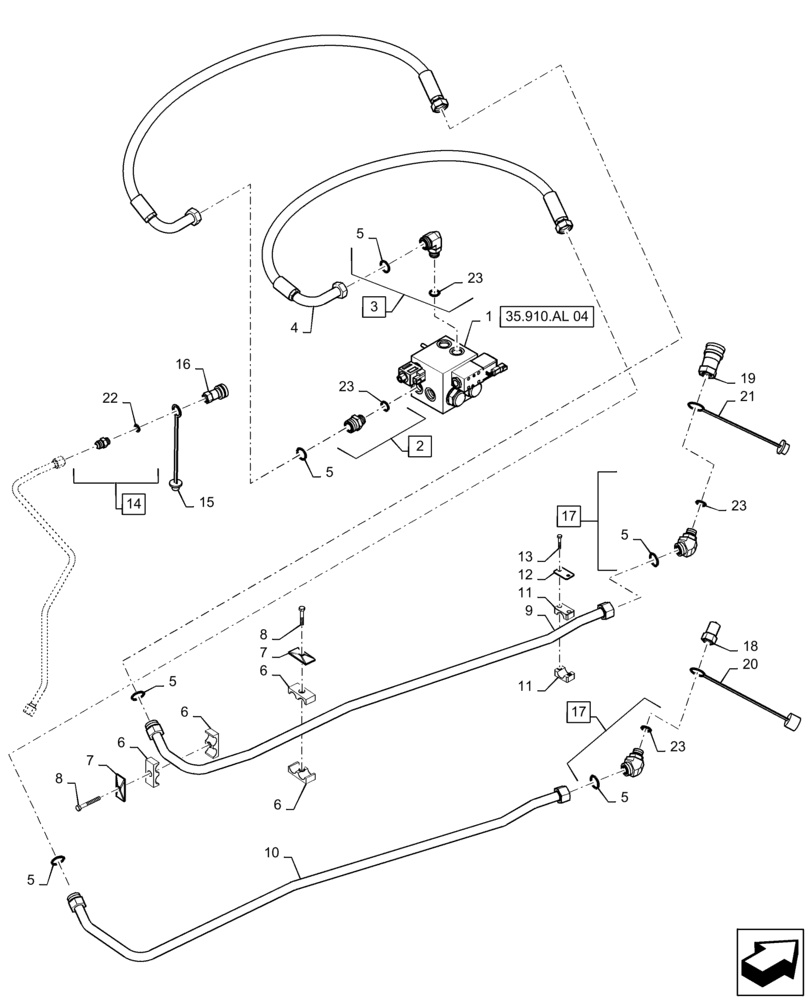 Схема запчастей Case IH WD1203 - (35.910.AL[01]) - HYDRAULIC SYSTEM, DRIVE ASSY, 4 CYL NON-DRAPER (35) - HYDRAULIC SYSTEMS