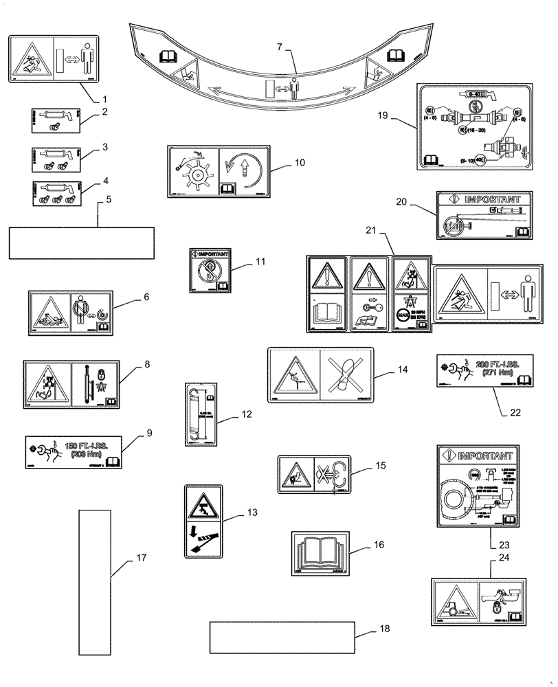 Схема запчастей Case IH DC133 - (90.108.AC) - DECALS, SAFETY & INFO (90) - PLATFORM, CAB, BODYWORK AND DECALS