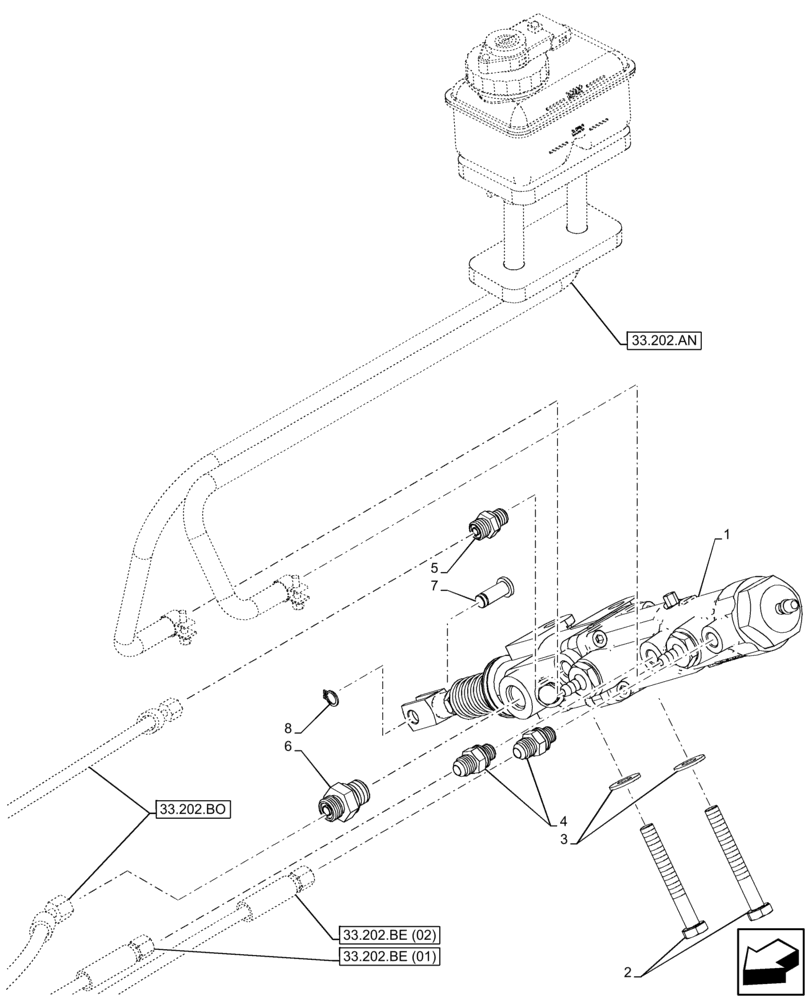 Схема запчастей Case IH FARMLIFT 935 - (33.202.AR) - BRAKE, MASTER CYLINDER (33) - BRAKES & CONTROLS