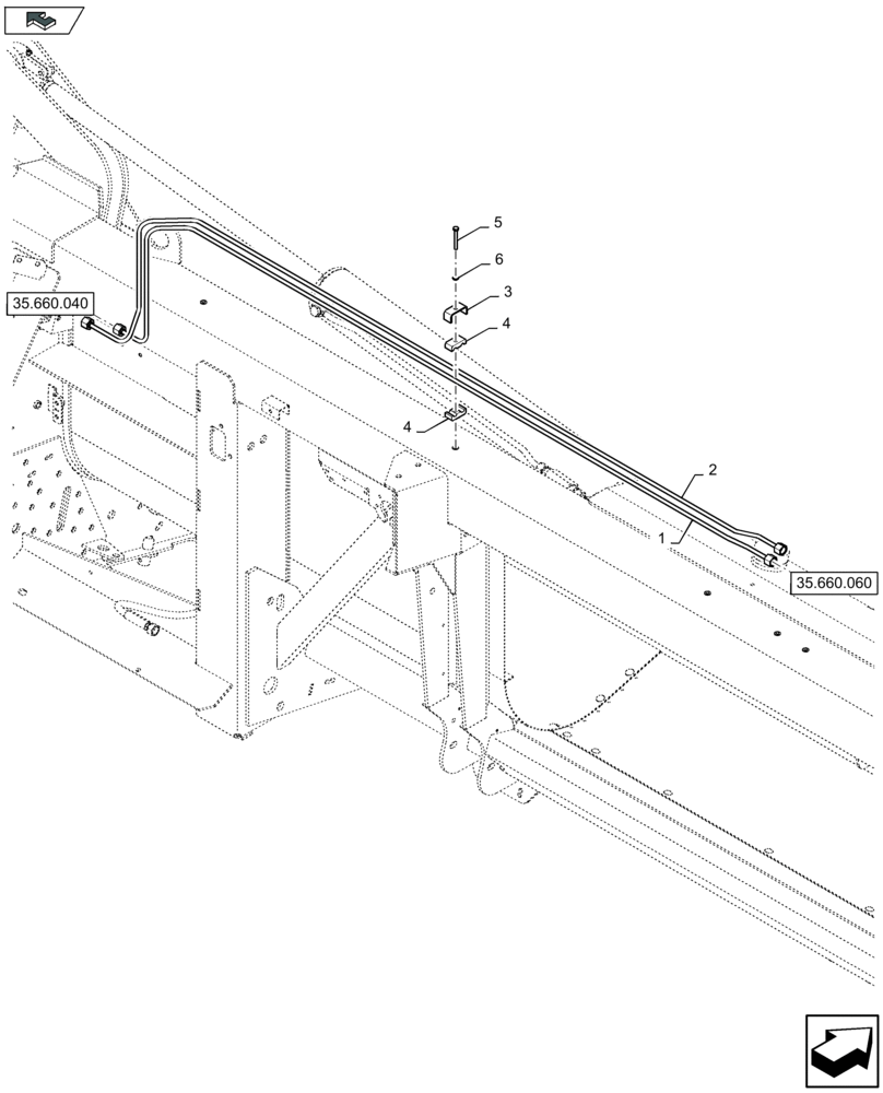 Схема запчастей Case IH 4412F-30 - (35.660.050) - HYDRAULIC FLIP UP TUBES FROM LH VALVE TO MANIFOLD (35) - HYDRAULIC SYSTEMS