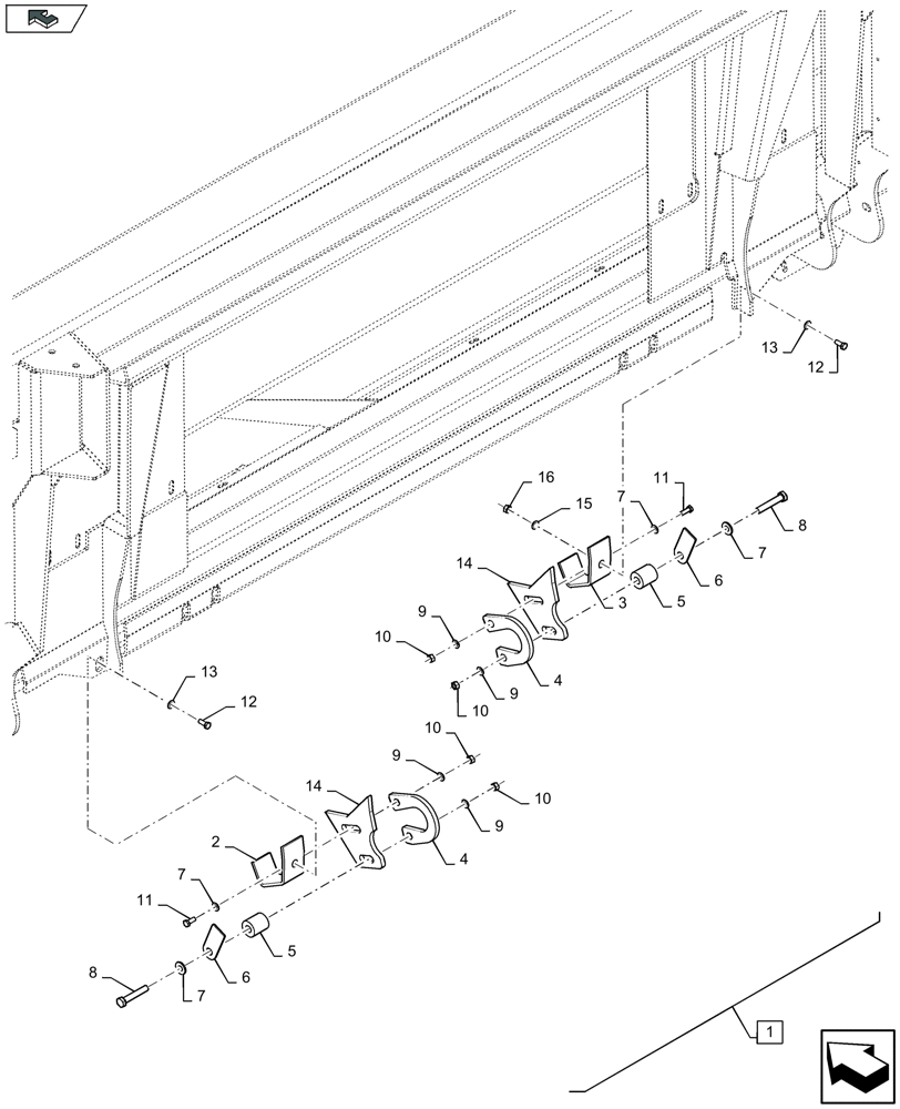 Схема запчастей Case IH 4412F-30 - (88.058.011) - DIA KIT : CENTRAL LATCHING KIT - HEADER (88) - ACCESSORIES