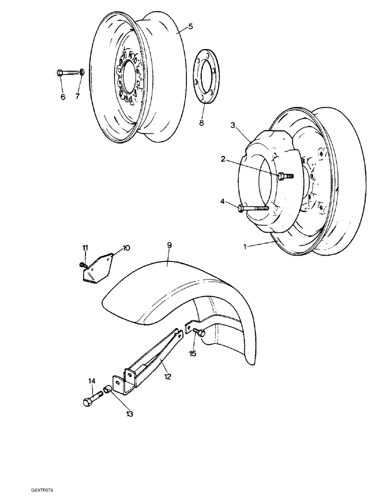 Схема запчастей Case IH 885N - (9-16) - FRONT WHEELS, BALLAST WEIGHTS AND FRONT FENDERS (09) - CHASSIS/ATTACHMENTS