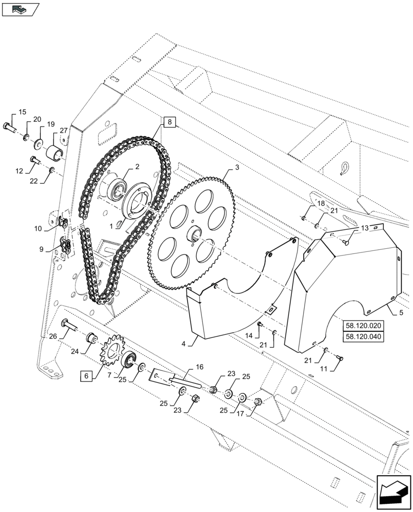 Схема запчастей Case IH 4408F-30 - (58.120.010) - AUGER DRIVE - LH & RH (58) - ATTACHMENTS/HEADERS