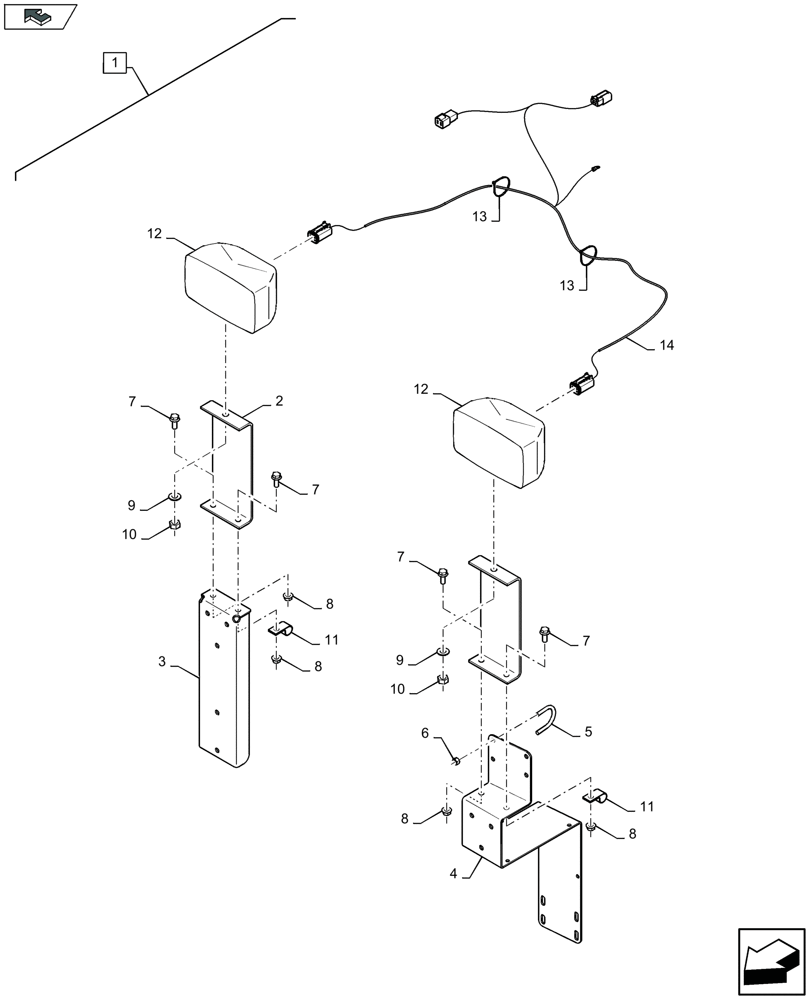Схема запчастей Case IH 4408F-30 - (88.055.002) - DIA KIT : LIGHT KIT - ROTARY COMBINE - MIDRANGE (88) - ACCESSORIES