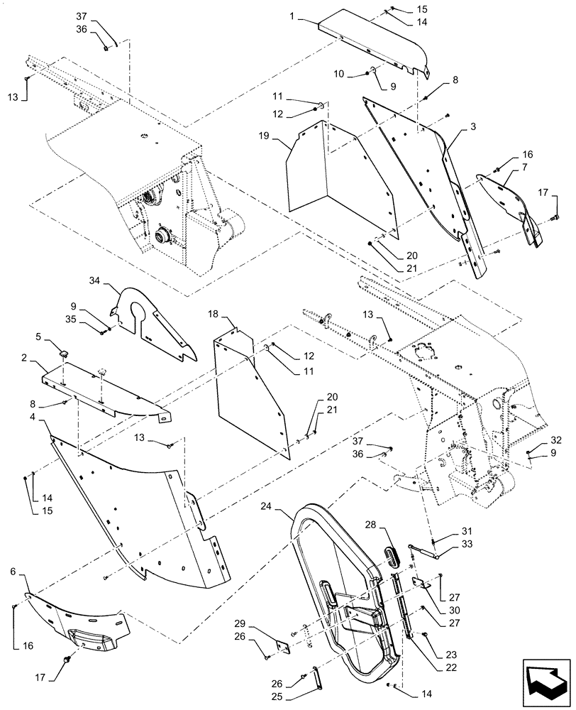 Схема запчастей Case IH DC133 - (58.130.AD[06]) - SHIELD, GROUP, CHEEK 4M (58) - ATTACHMENTS/HEADERS