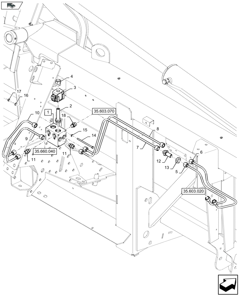 Схема запчастей Case IH 4412F-30 - (35.603.110) - DECK/STRIPPER PLATES HYDRAULIC VALVE (35) - HYDRAULIC SYSTEMS