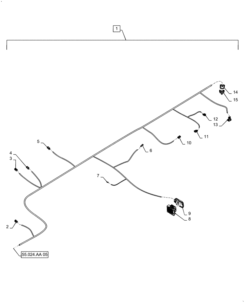 Схема запчастей Case IH MAGNUM 340 - (55.024.AA[06]) - VAR - 429334, 429335 - WIRE HARNESS, TRANSMISSION, CVT (55) - ELECTRICAL SYSTEMS