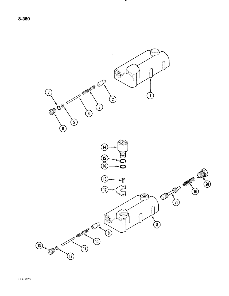 Схема запчастей Case IH 885 - (8-380) - REGULATOR VALVES, P.I.N. 18001 AND AFTER (08) - HYDRAULICS