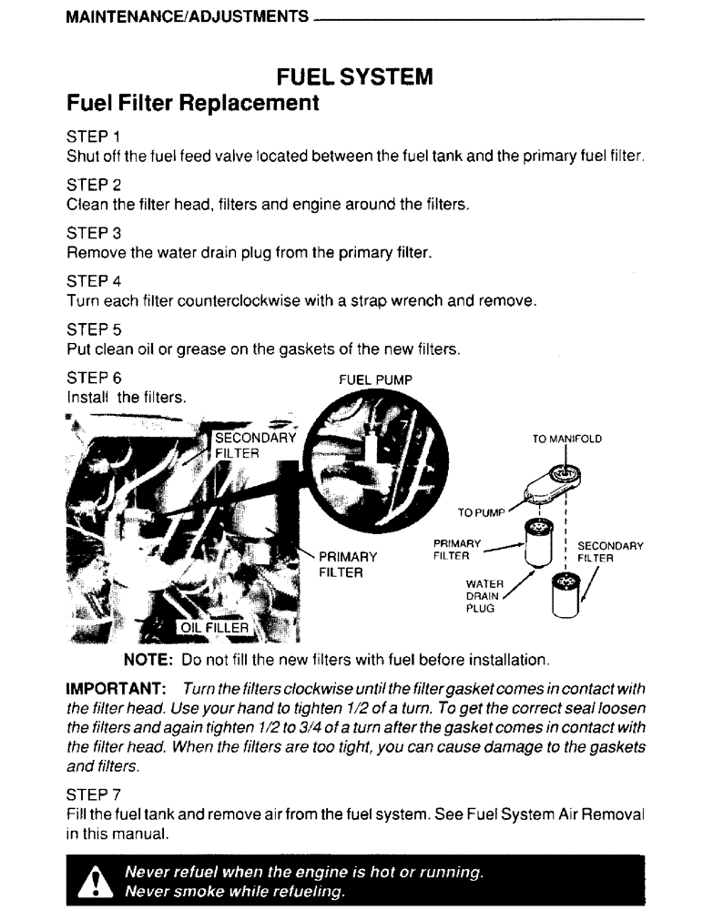 Схема запчастей Case IH 4390 - (034) - MAINTENANCE, ADJUSTMENTS, FUEL SYSTEM 