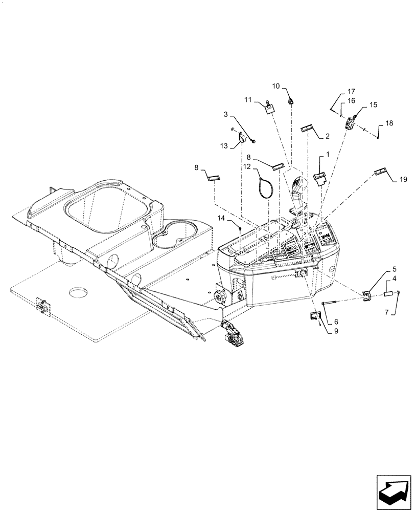 Схема запчастей Case IH AF4088 - (90.160.BL[02]) - CAB, CONSOLE, RH ONLY, USE FOR 2016 (90) - PLATFORM, CAB, BODYWORK AND DECALS