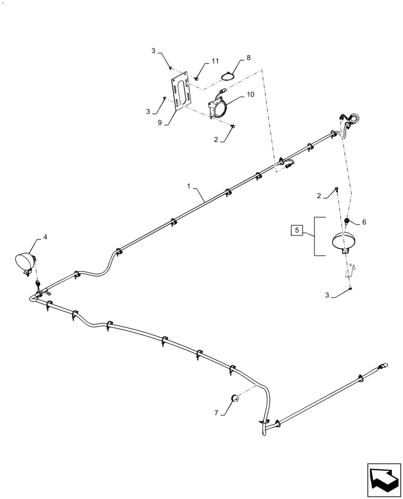 Схема запчастей Case IH AF4088 - (55.404.CN[01]) - HARNESS, SERVICE, LIGHT, GRAIN TANK (55) - ELECTRICAL SYSTEMS